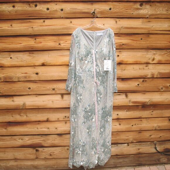 Mac Duggal 67539 Womens Embellished V Neck Long Sleeve Gown - Picture 5 of 14